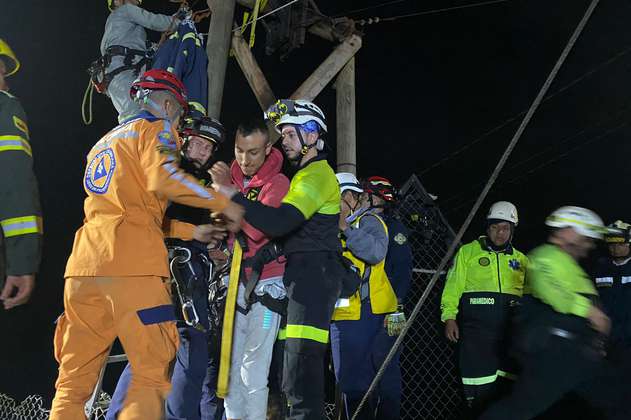 Así terminó el rescate de las cinco personas atrapadas en un cable aéreo en Caldas