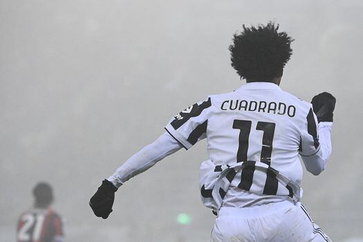 Juan Guillermo Cuadrado celebrando uno de los tantos goles que ha anotado con Juventus.