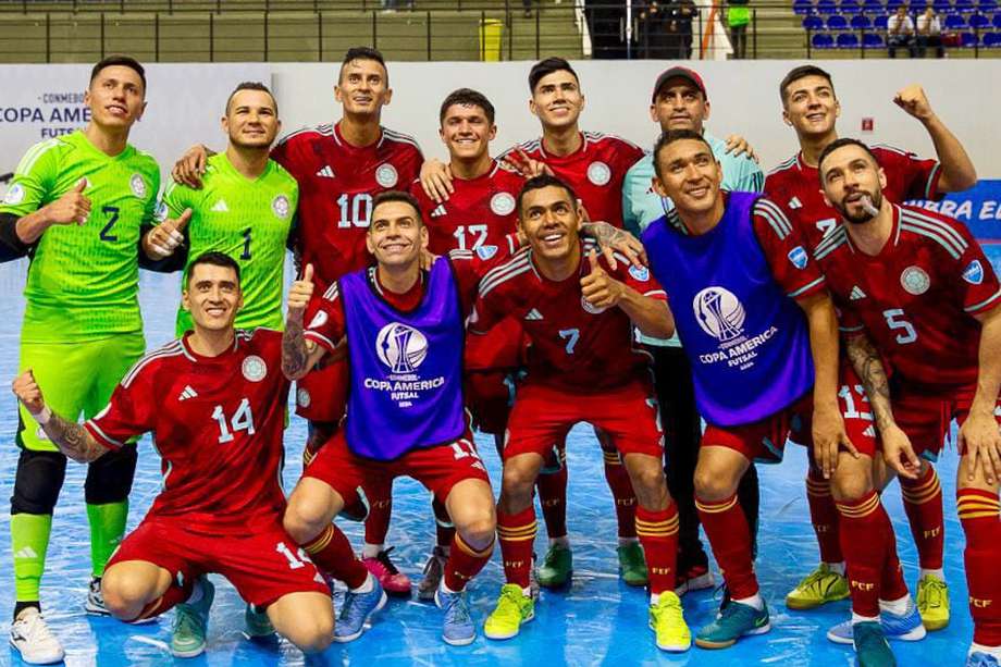 La selección colombiana de futsal, que participa en la Copa América de Paraguay 2024.