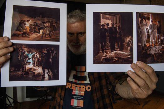El fotógrafo uruguayo Alejandro Persichetti muestra las imágenes de las recreaciones de cuadros, que logra junto al grupo teatral Primer Ensayo.