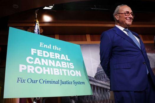 El líder de la mayoría del Senado de los Estados Unidos, Charles Schumer (D-NY), dice que el 70 % de los estadounidenses apoya la legalización del cannabis.