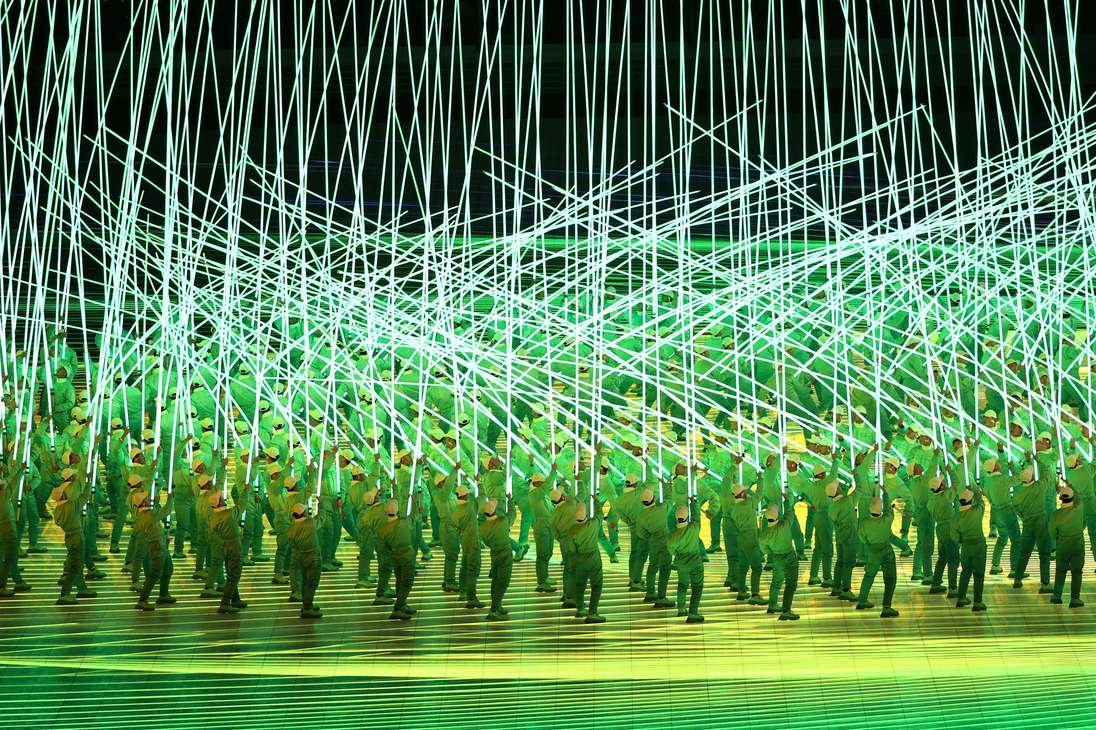 Beijing (China), 04/02/2022.- Performers during the Opening Ceremony for the Beijing 2022 Olympic Games at the National Stadium, also known as Bird's Nest, in Beijing China, 04 February 2022. EFE/EPA/JEROME FAVRE