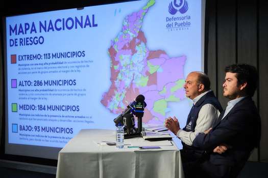 Defensoría del Pueblo presentó los municipios con mayor riesgo de violencia en el marco de las elecciones regionales.