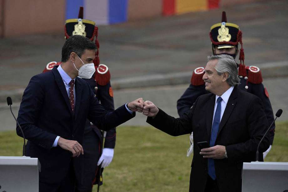 Pedro Sánchez, presidente del gobierno español, durante su visita a Argentina, en donde se reunió con el mandatario, Alberto Fernández.
