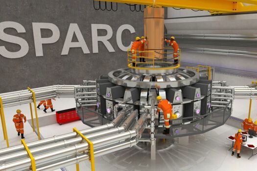 Visualización del experimento SPARC tokamak propuesto. Usando imanes de campo alto construidos con superconductores de alta temperatura, este experimento sería el primer plasma de fusión controlado para producir energía. / MIT Press