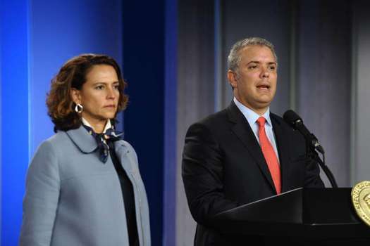 La minsitra del Interior, Nancy Patricia Gutiérez,y el presidente Iván Duque. / Presidencia