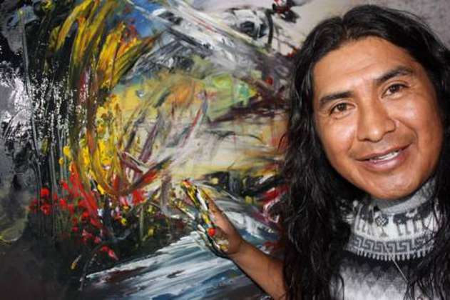 Artista indígena purifica en ceremonia ancestral pinturas que hace en minutos