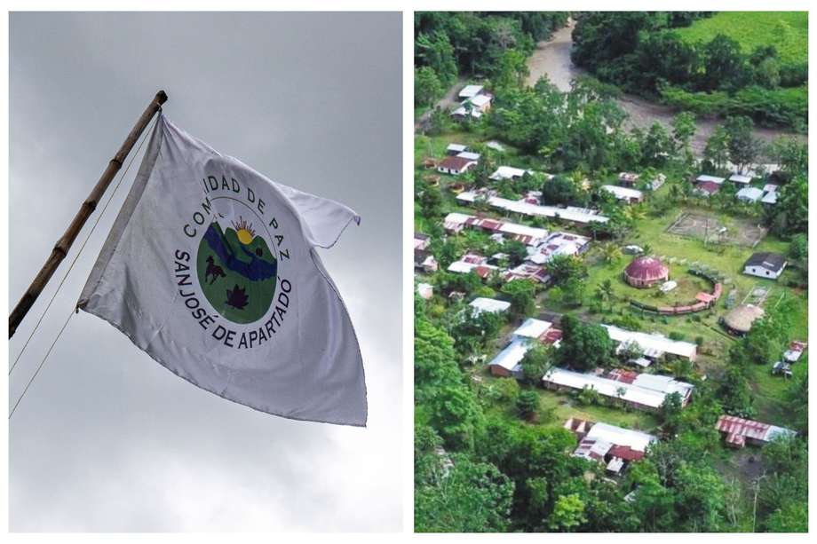 A la derecha, La Holandita, uno de los predios de la Comunidad de Paz de San José de Apartadó. En La Roncona se cultiva cacao, plátano, yuca, frijol y maíz.