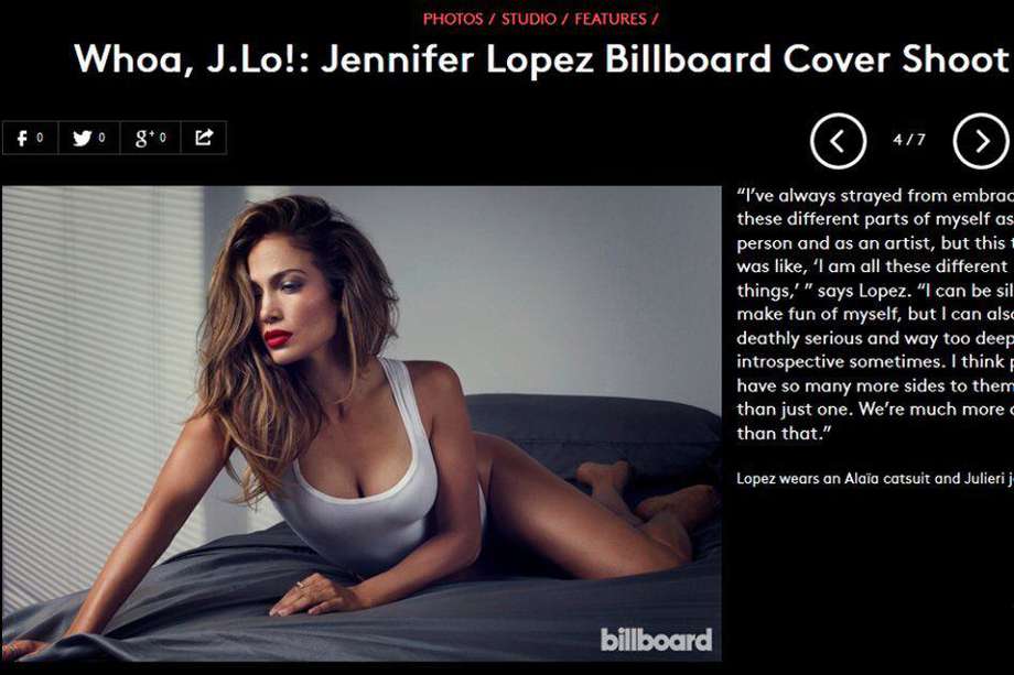 Jennifer Lopez en una sesión de Billboard. / Tomada de billboard.com