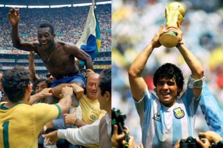 Pelé y Diego Maradona, dos leyendas del fútbol sudamericano.