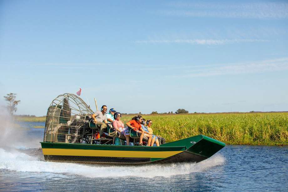 En Kissimmee, puede vivir una aventura en hidrodeslizador llena de animales en los Everglades de Florida.