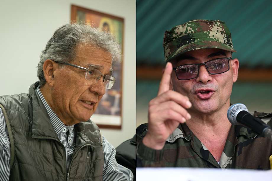 Camilo González Posso, jefe de la delegación de Gobierno en los diálogos con la disidencia de las FARC, conocida como Estado Mayor Central; y Néstor Vera, conocido como Iván Mordisco, comandante de ese grupo armado.