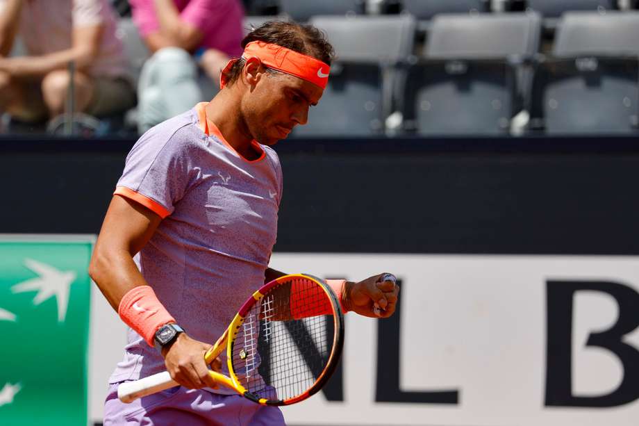 Rafael Nadal durante el partido por la primera ronda del Masters 1.000 de Roma