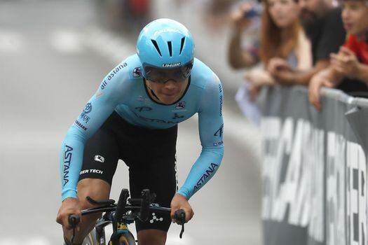 Miguel Ángel López, pedalista del Astana.  / AFP
