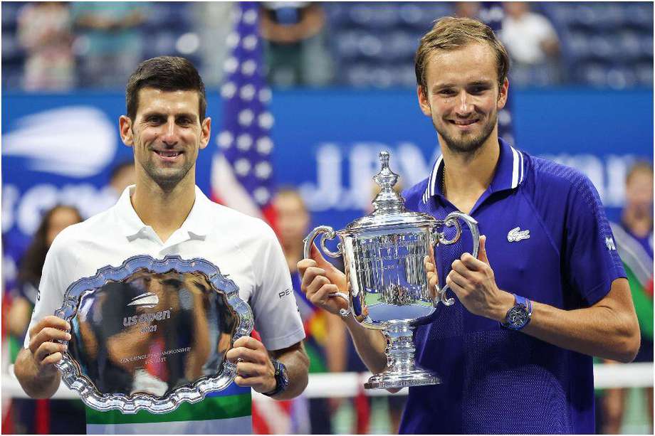 El serbio Novak Djokovic y el ruso Daniil Medvedev, uno y dos del mundo, finalistas del US Open 2021.