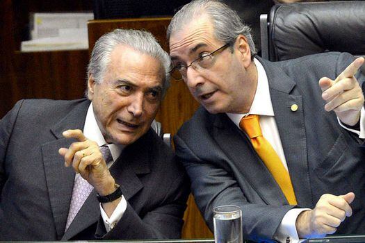El presidente de Brasil, Michel Temer,  y el expresidente del Congreso, Eduardo Cunha, ambos en la mira de la justicia.  / AFP