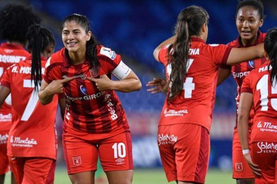 América de Cali tras ganar en el Pascual Guerrero contra Atlético Nacional por la fecha 5 de la Liga Femenina BetPlay Dimayor.