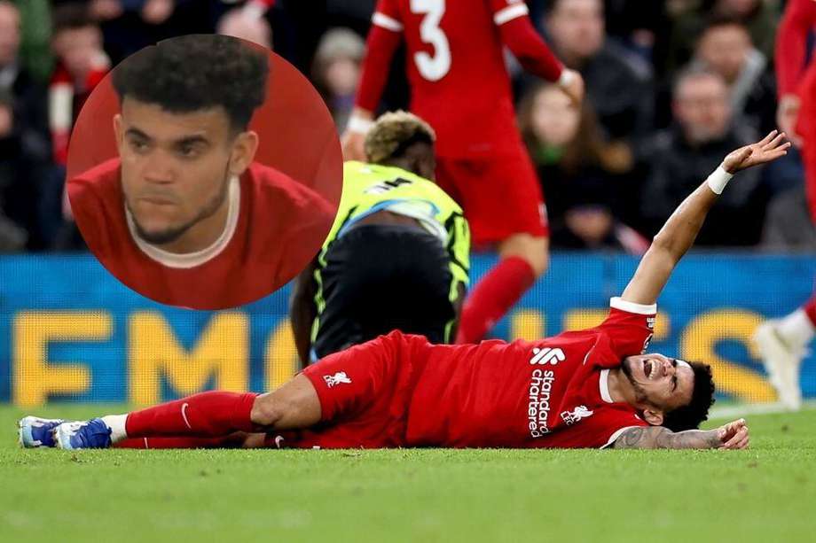 El momento de la lesión del delantero del Liverpool, Luis Díaz.