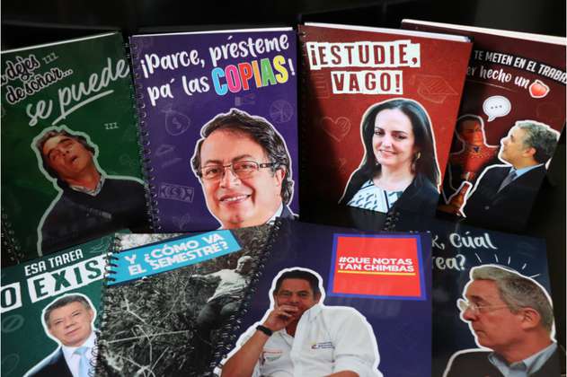 Santos, Uribe y Cabal, convertidos en carátulas de cuadernos