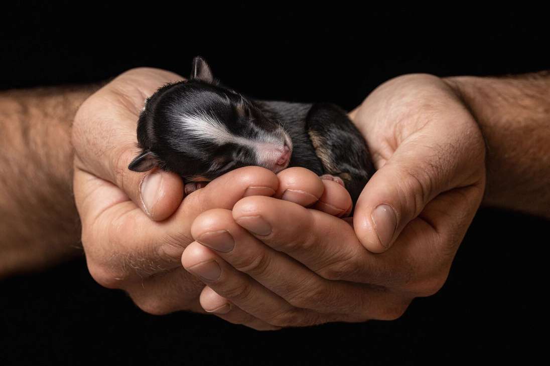Daniela Schmid se llevó el tercer lugar de esta categoría con esta tierna fotografía de un cachorro recién nacido que duerme plácidamente en las manos de una persona.