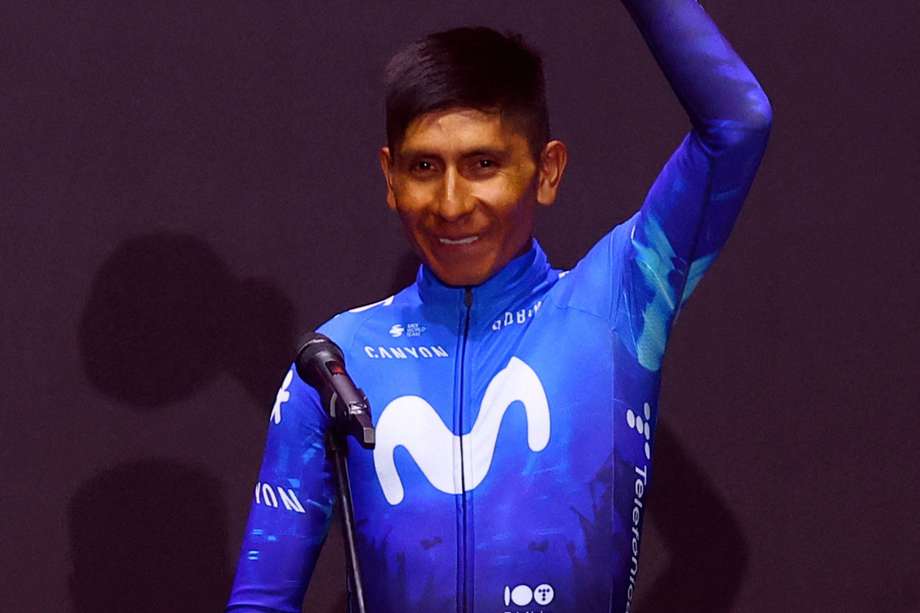 Nairo Quintana durante la presentación del equipo Movistar para el Giro de Italia 2024.