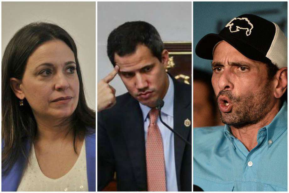 Maria Corina Machado (i) y Henrique Capriles (d) han manifestado varios desencuentros con el líder opositor Juan Guaidó.
