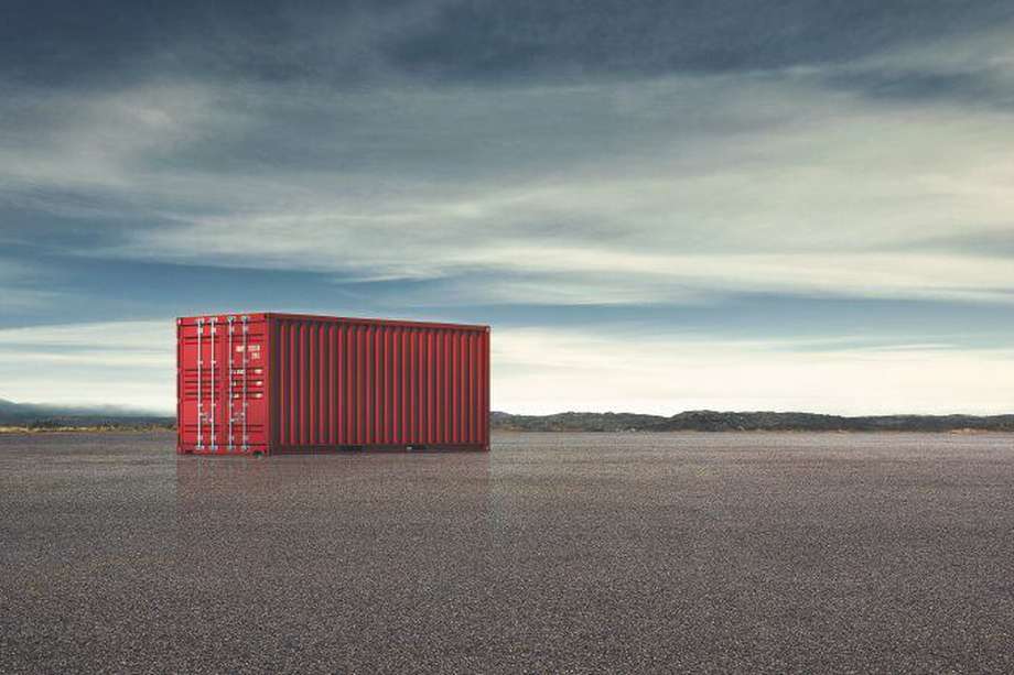 Containers in an empty parking lot or dock