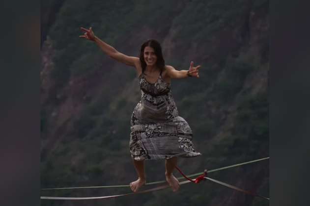 Susana Castillo, la mujer que cruzó el abismo de Pila Honda en cuerda floja