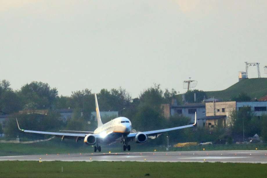 Foto del avión Ryanair interceptado por el gobierno bielorruso.