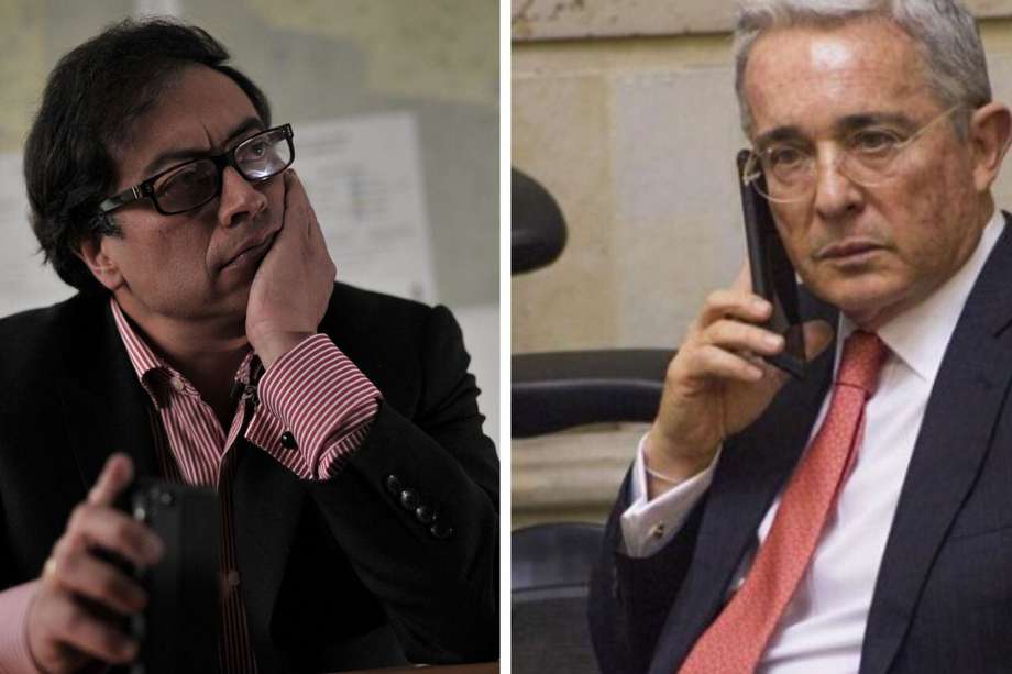 los senadores Gustavo Petro y Álvaro Uribe.