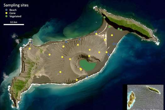 La isla surgió luego de que Hunga Tonga Hunga Ha'apai entrara en erupción.