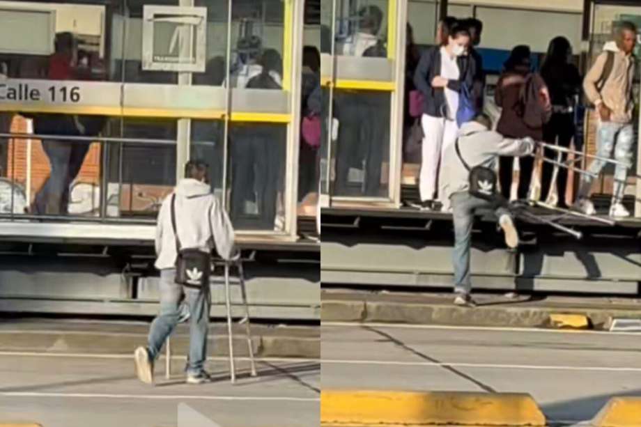 El hombre sorprendió al correr y saltar, a pesar de su aparente discapacidad. Captura de pantalla del video publicado en TikTok: @alejopinedo_.