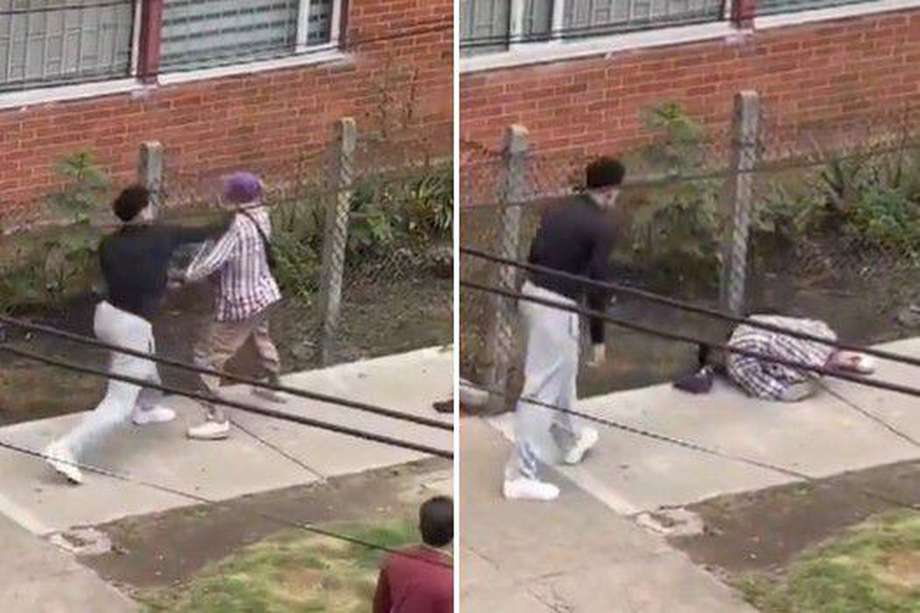 Captura del video en el que un delincuente acaba tendido por un puñetazo.