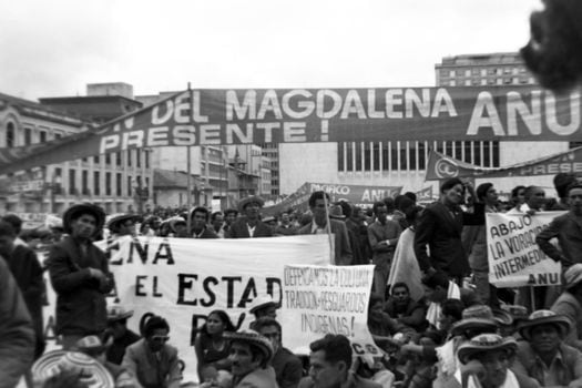 Delegación de la Anuc Magdalena en el tercer Congreso Nacional Campesino. Plaza de Bolívar, Bogotá (1972). Foto. Edelmira Pérez. Archivo Cnmh.