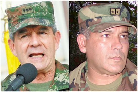 Mario Montoya (izq.) fue comandante del Ejército Nacional entre 2006 y 2008 y Hernán Mejía dirigió el Batallón La Popa entre 2002 y 2003.