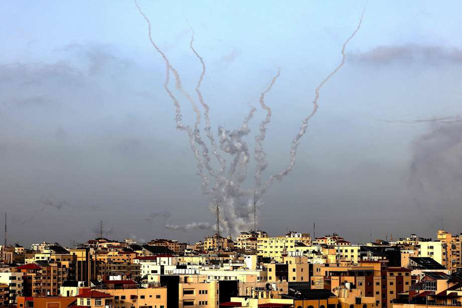 Vista de algunos cohetes lanzados desde la Franja de Gaza.