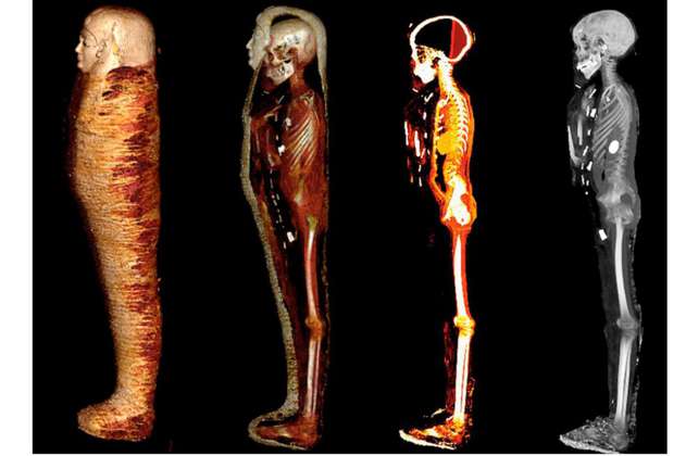 Encuentran un joven momificado de hace 2.300 años con 49 amuletos de oro