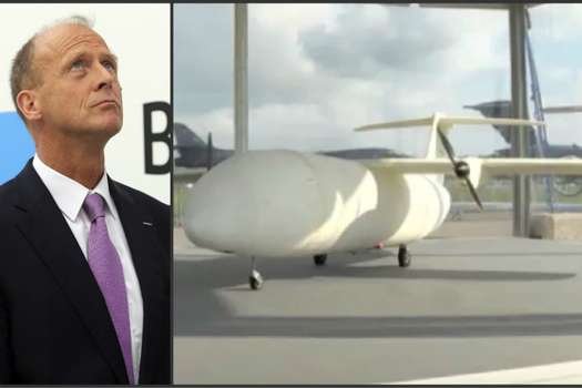 Tom Enders, presidente de Airbus y el avión THOR.  / /EFE - Youtube