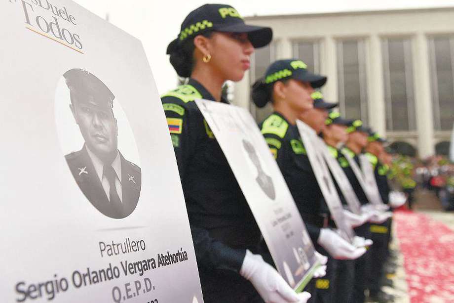El patrullero Vergara murió en Cañasgordas el 16 de julio pasado, en un ataque contra la Dirección de Tránsito de ese municipio antioqueño. / AFP
