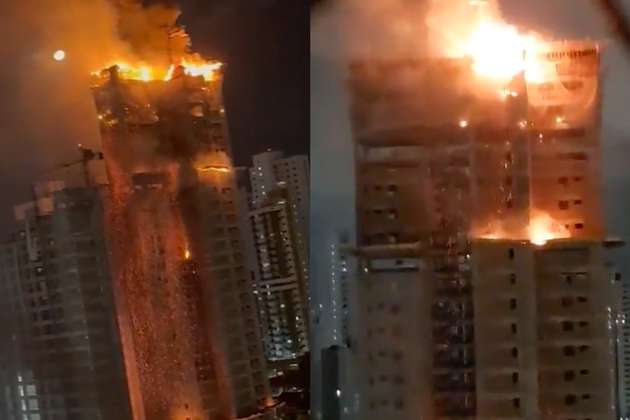 Voraz incendio consumió parcialmente un edificio en construcción en Brasil