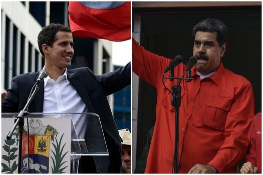Juan Guaidó, presidente de la Asamblea Nacional y Nicolás Maduro, presidente de Venezuela. / Fotomontaje AFP