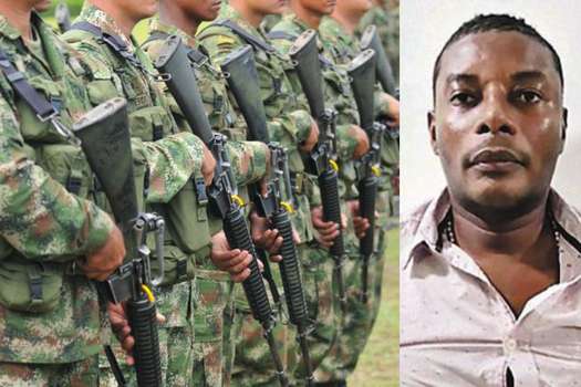Imagen de referencia de miembros del Ejército (izquierda) y alias Matamba (derecha), quien murió en un operativo del Ejército.