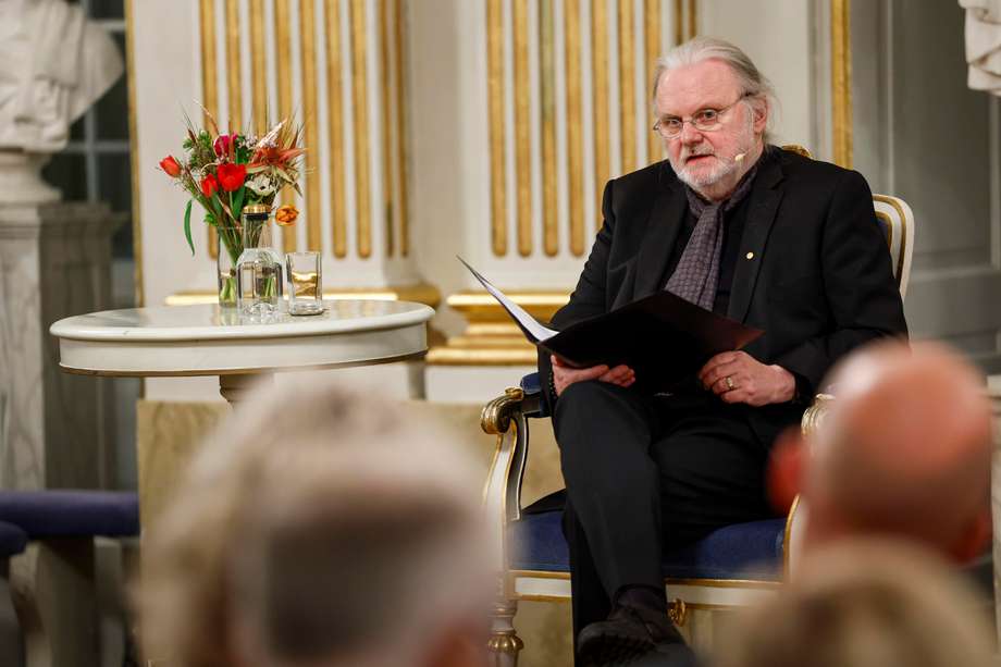 El autor noruego Jon Fosse, Premio Nobel de Literatura 2023, pronuncia su conferencia Nobel en la Academia Sueca en Estocolmo, Suecia, el 7 de diciembre de 2023.