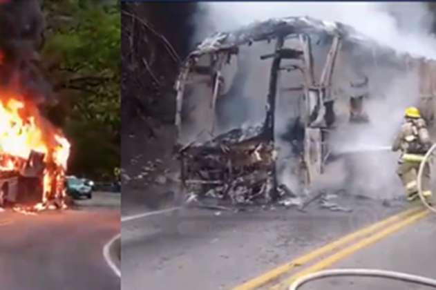 Lo que se sabe del incendio de un bus en la vía San Gil - Bucaramanga 