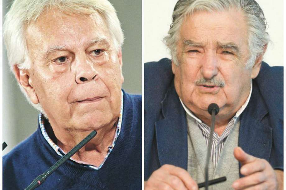 Los expresidentes Felipe González, de España, y José Mujica, de Uruguay.