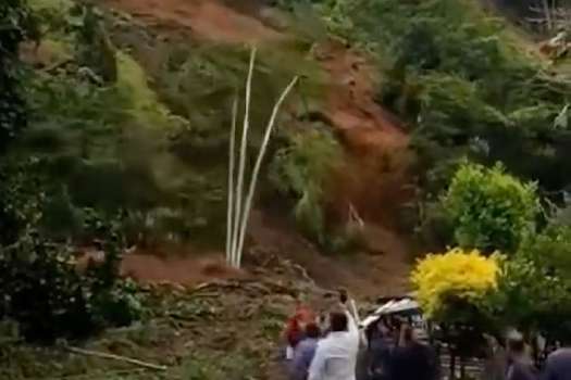 Momento del deslizamiento de tierra en Rosas (Cauca). / Pantallazo de video - Twitter Entérate Cali