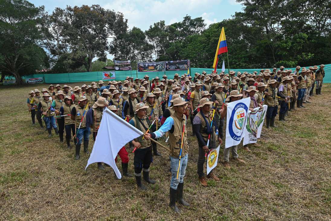 Las delegaciones campesinas presentes en el acto fueron convocadas por la Coordinadora del Suroriente Colombiano para los procesos agrarios ambientales y sociales (Coscopaas) que agrupa a organizaciones de Meta, Caquetá y Guaviare.