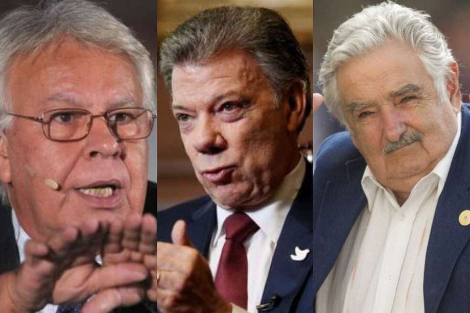 El expresidente Juan Manuel Santos intervino en la Conferencia Internacional de Paz junto a los expresidentes Felipe González, de España, y José Mujica, de Uruguay.