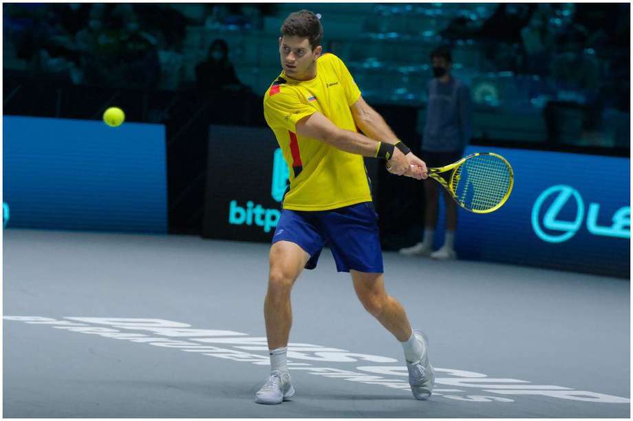 El tenista colombiano Nicolás Mejía tuvo una buena presentación en la final mundial de la Copa Davis, en Turín.