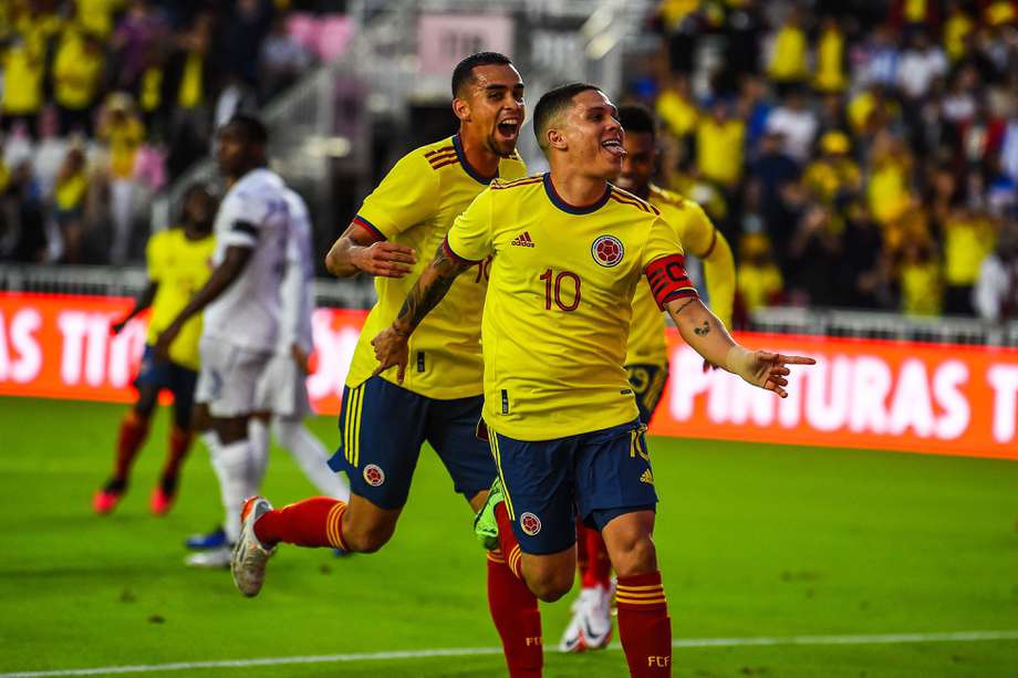 Quintero, el líder de la selección colombiana, celebrando su gol.